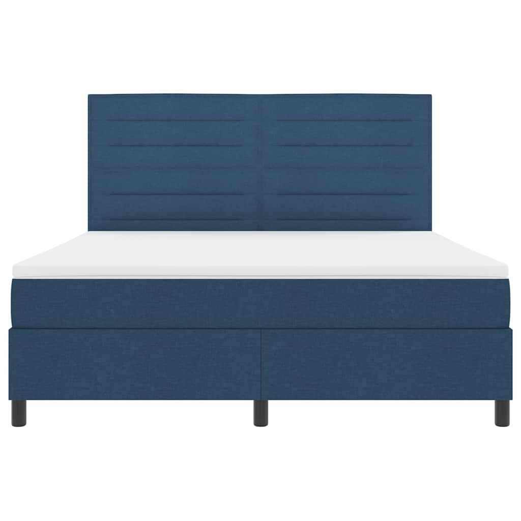 Box spring seng med madras med LED Blå 180 x 200 cm Stof
