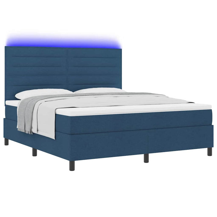 Box spring seng med madras med LED Blå 180 x 200 cm Stof