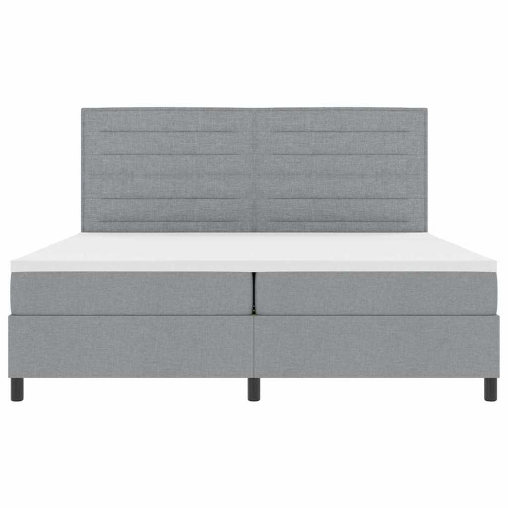 Box spring seng med madras med LED Lysegrå 200 x 200 cm Stof