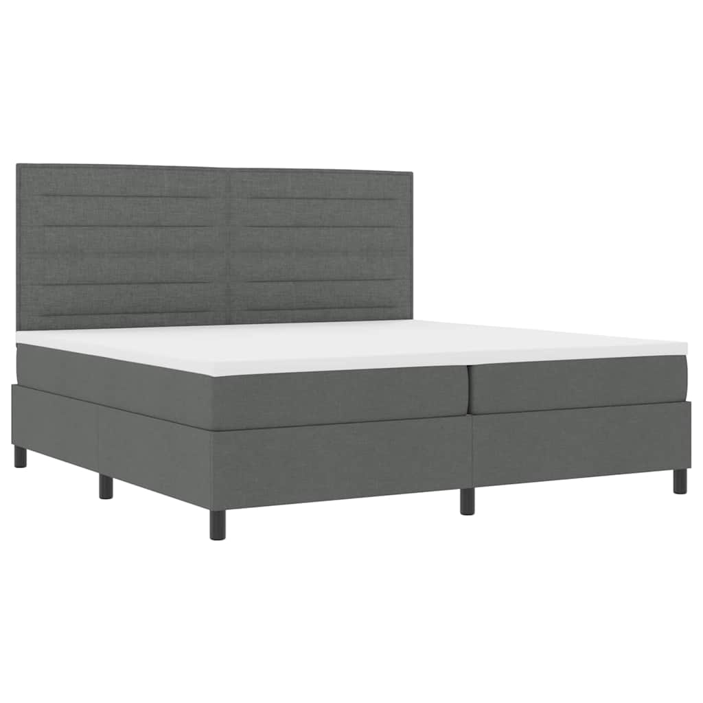 Box spring seng med madras med LED Mørkegrå 200 x 200 cm Stof