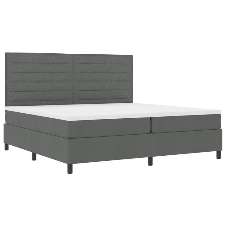 Box spring seng med madras med LED Mørkegrå 200 x 200 cm Stof