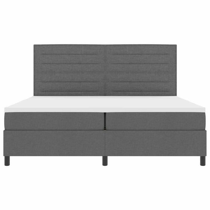 Box spring seng med madras med LED Mørkegrå 200 x 200 cm Stof