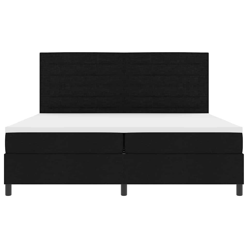 Box spring seng med madras med LED Sort 200 x 200 cm Stof