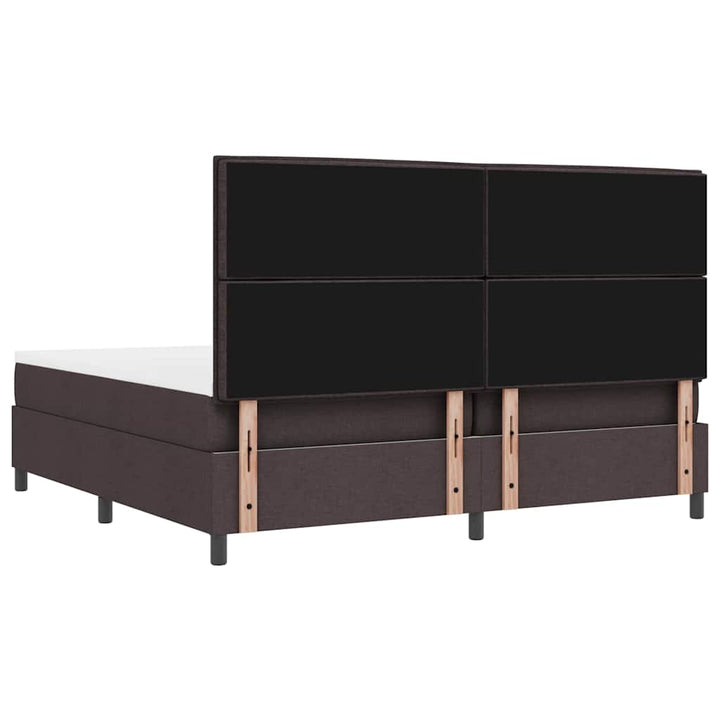Box spring seng med madras med LED Mørkebrun 200 x 200 cm Stof