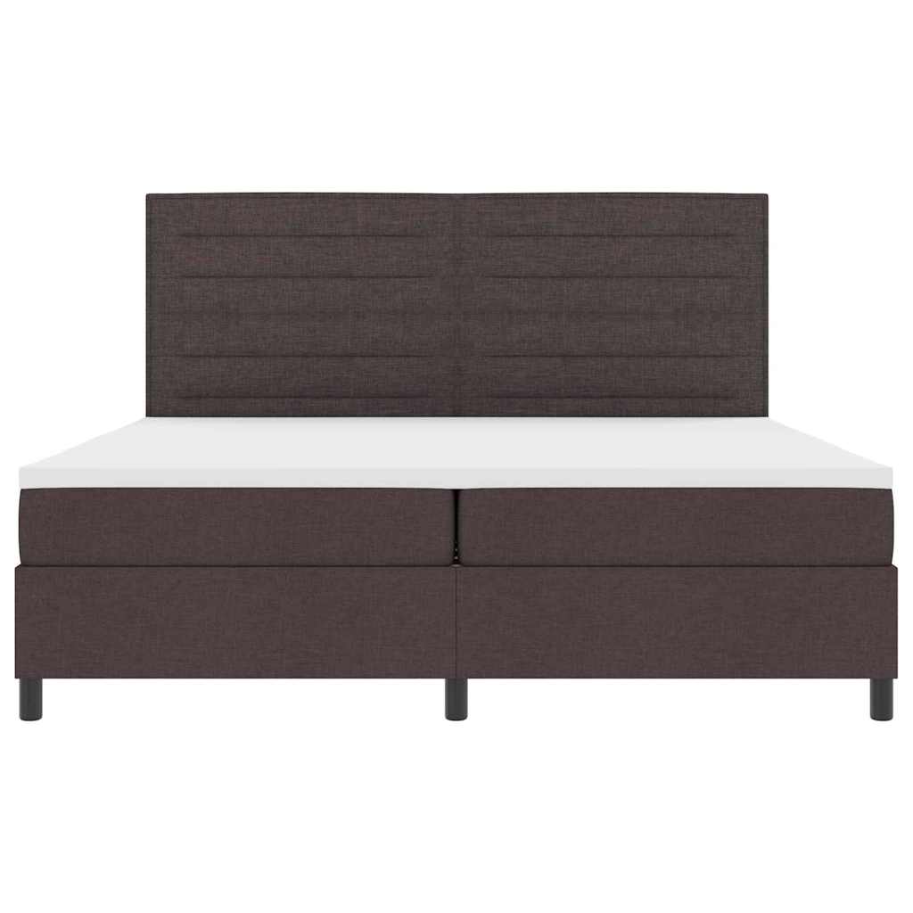 Box spring seng med madras med LED Mørkebrun 200 x 200 cm Stof