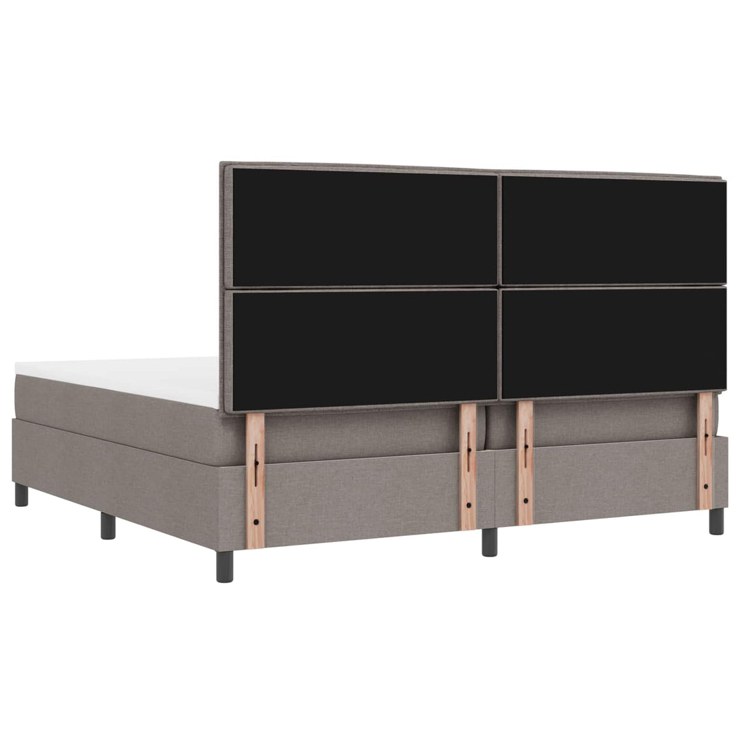 Box spring seng med madras med LED Gråbrun 200 x 200 cm Stof