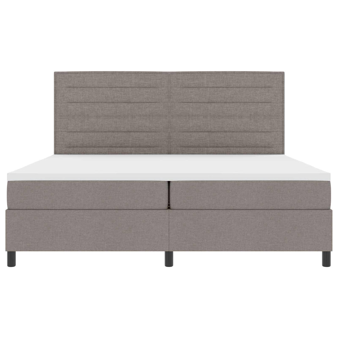 Box spring seng med madras med LED Gråbrun 200 x 200 cm Stof
