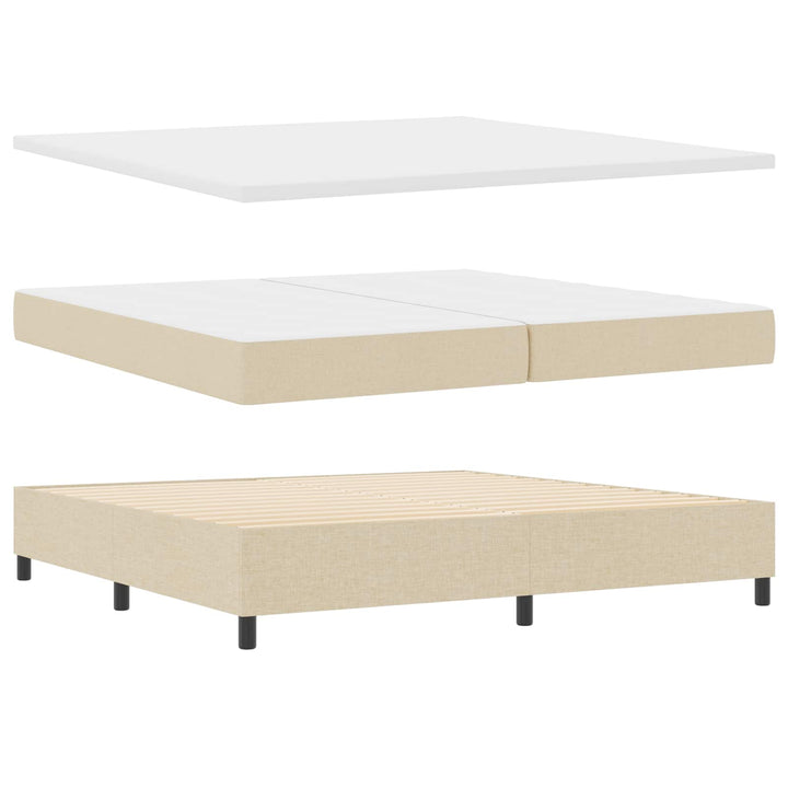 Box spring seng med madras med LED Creme 200 x 200 cm Stof