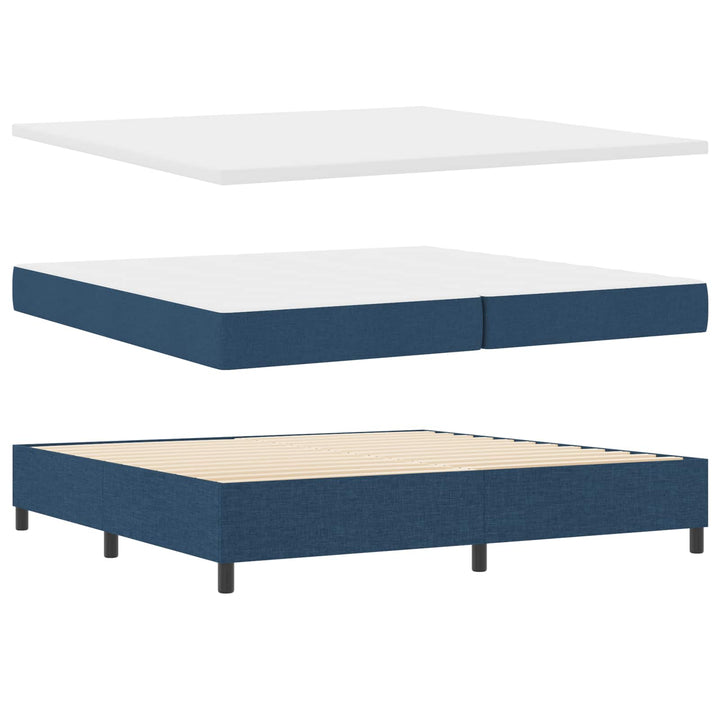 Box spring seng med madras med LED Blå 200 x 200 cm Stof
