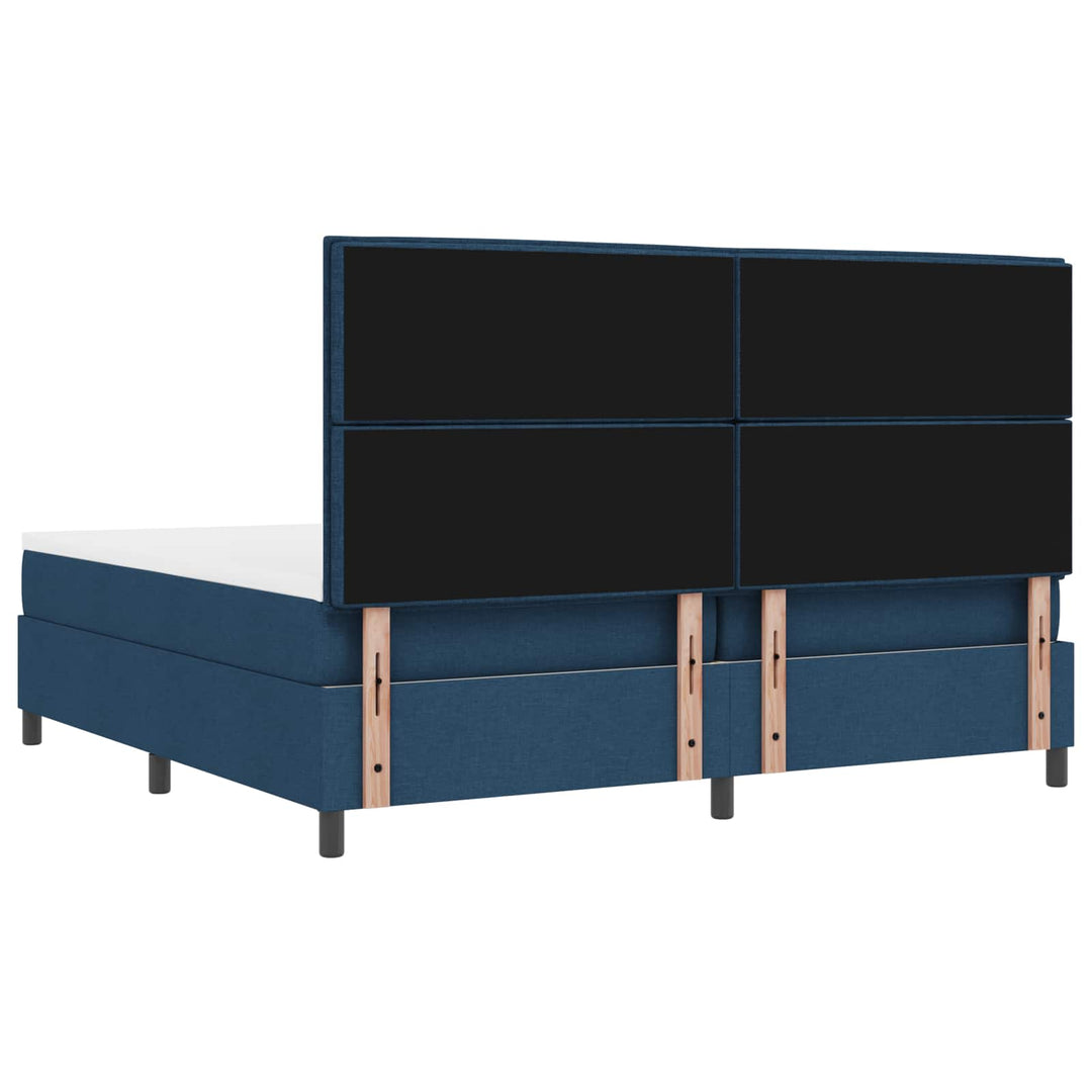 Box spring seng med madras med LED Blå 200 x 200 cm Stof