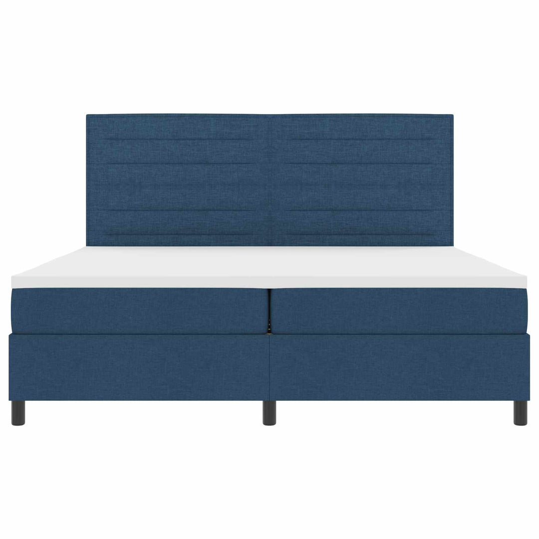 Box spring seng med madras med LED Blå 200 x 200 cm Stof