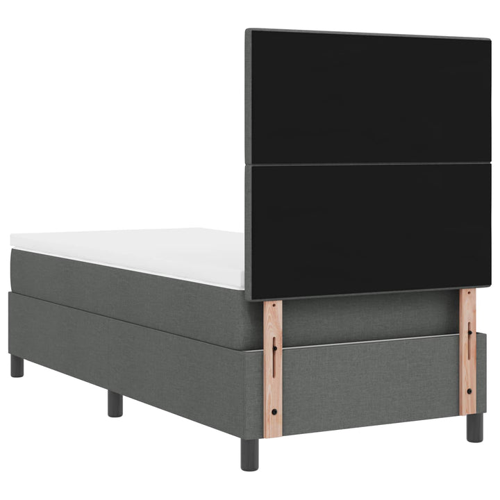 Box spring seng med LED-lysstrimler Mørkegrå 90 x 190 cm Stof