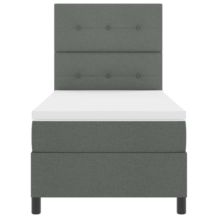 Box spring seng med LED-lysstrimler Mørkegrå 90 x 190 cm Stof