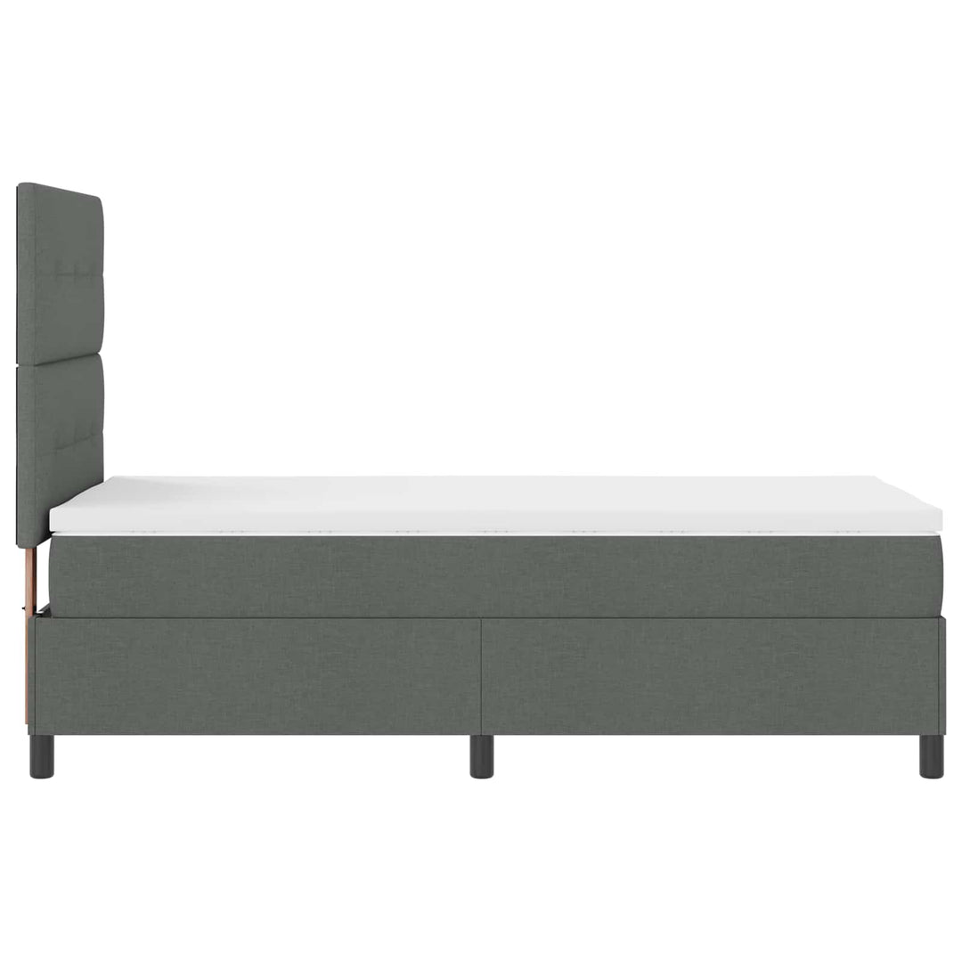 Box spring seng med LED-lysstrimler Mørkegrå 90 x 190 cm Stof