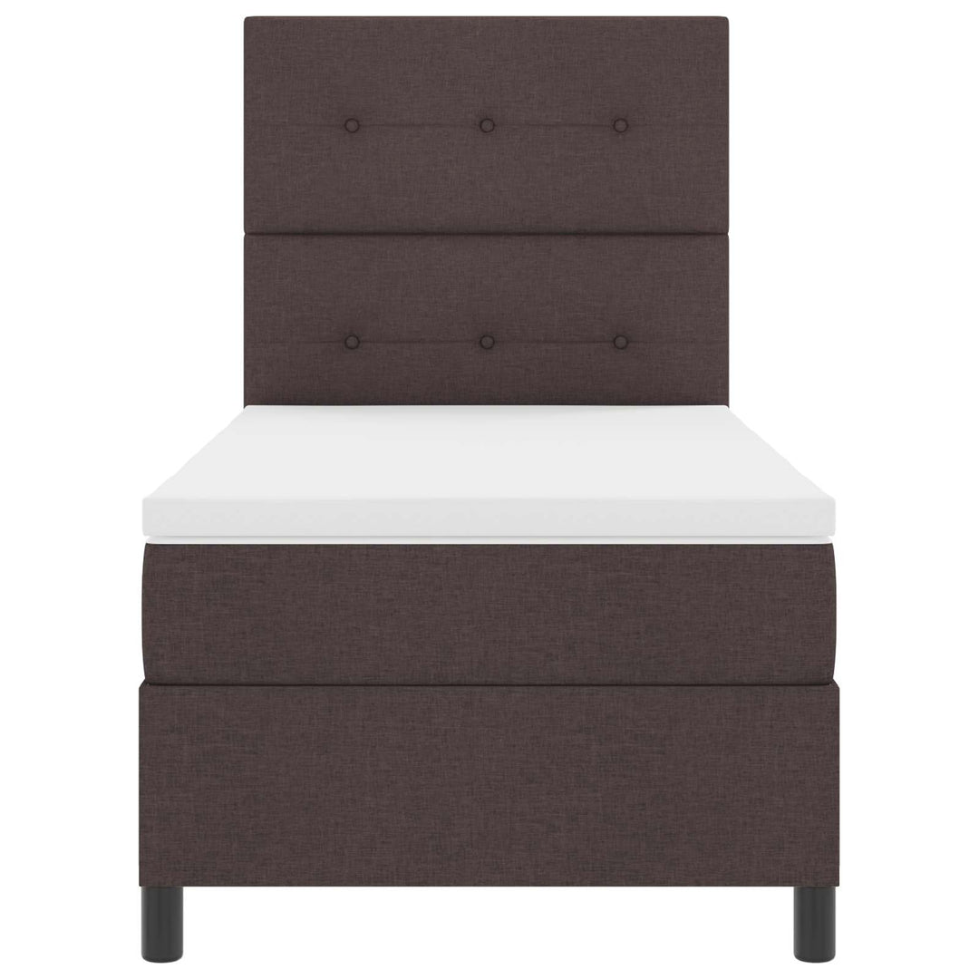 Box spring seng med madras med LED Mørkebrun 90 x 190 cm Stof