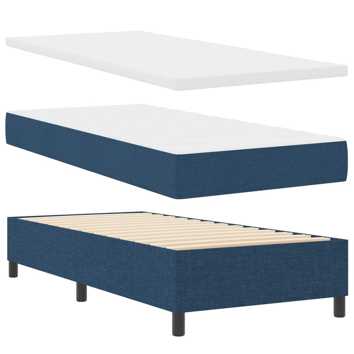 Box spring seng med LED-lysstrimler Blå 90 x 190 cm Stof