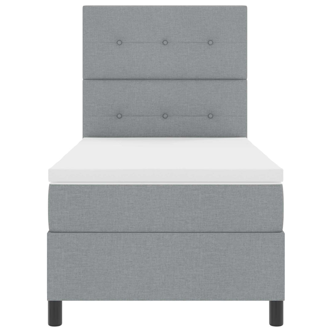 Box spring seng med madras med LED Lysegrå 90 x 200 cm Stof