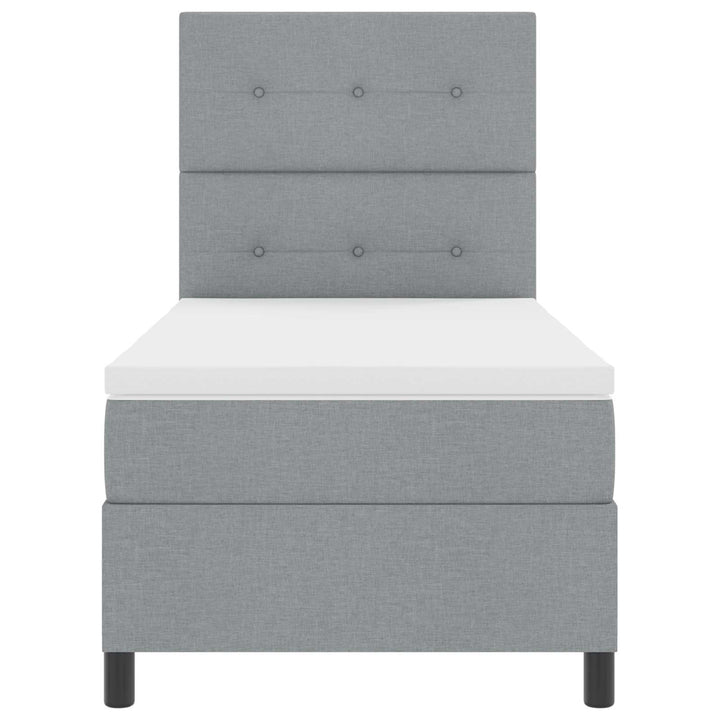 Box spring seng med madras med LED Lysegrå 90 x 200 cm Stof
