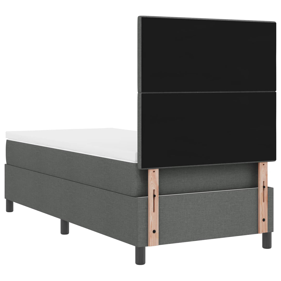 Box spring seng med LED-lysstrimler Mørkegrå 90 x 200 cm Stof