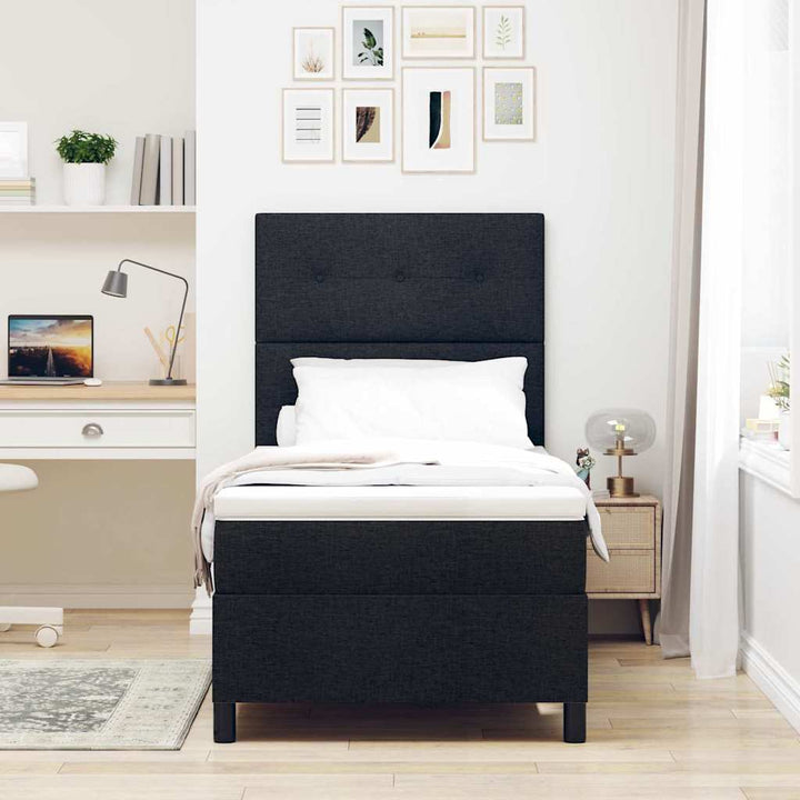 Box spring seng med LED-lysstrimler Sort 100 x 200 cm Stof