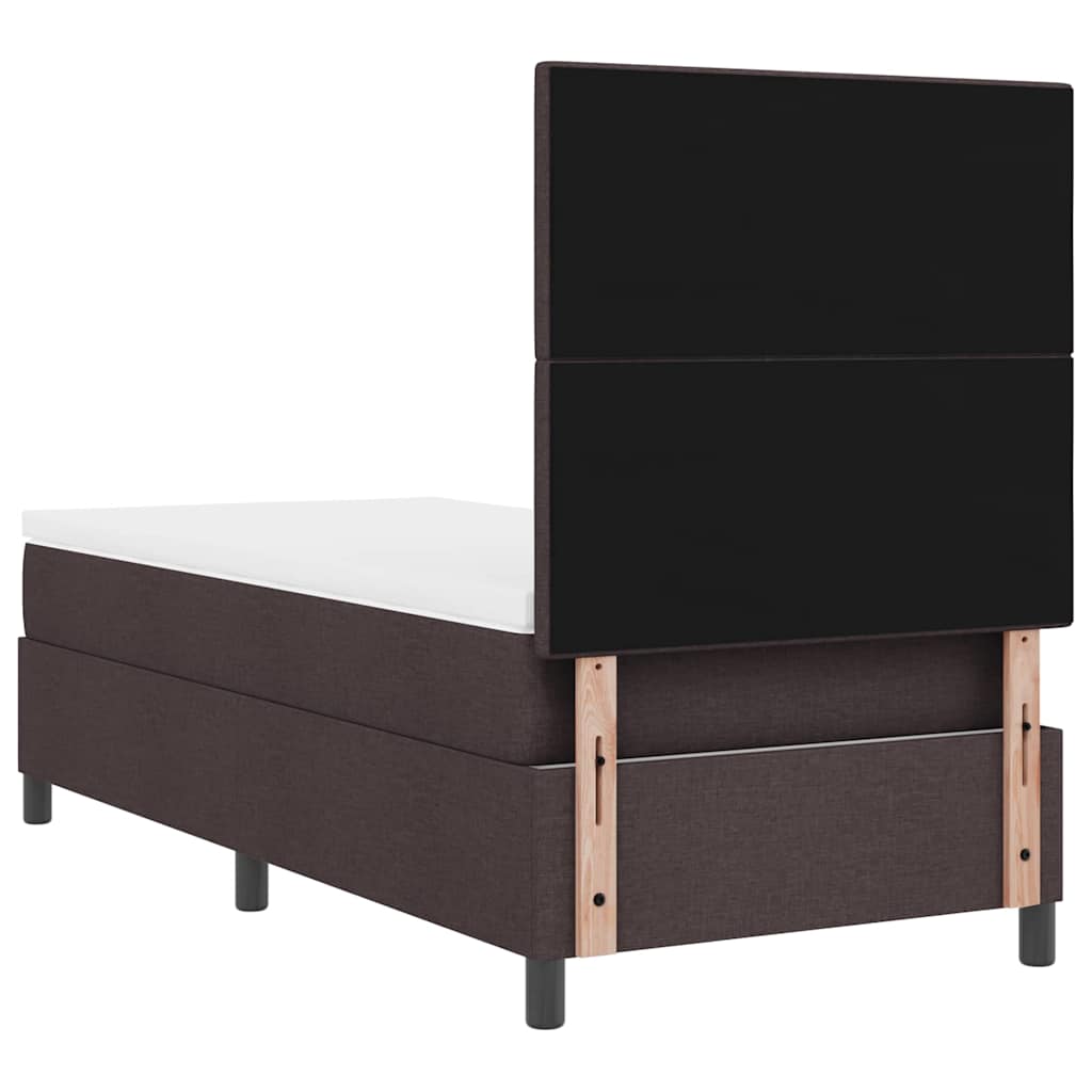 Box spring seng med LED-lysstrimler Mørkebrun 100 x 200 cm Stof