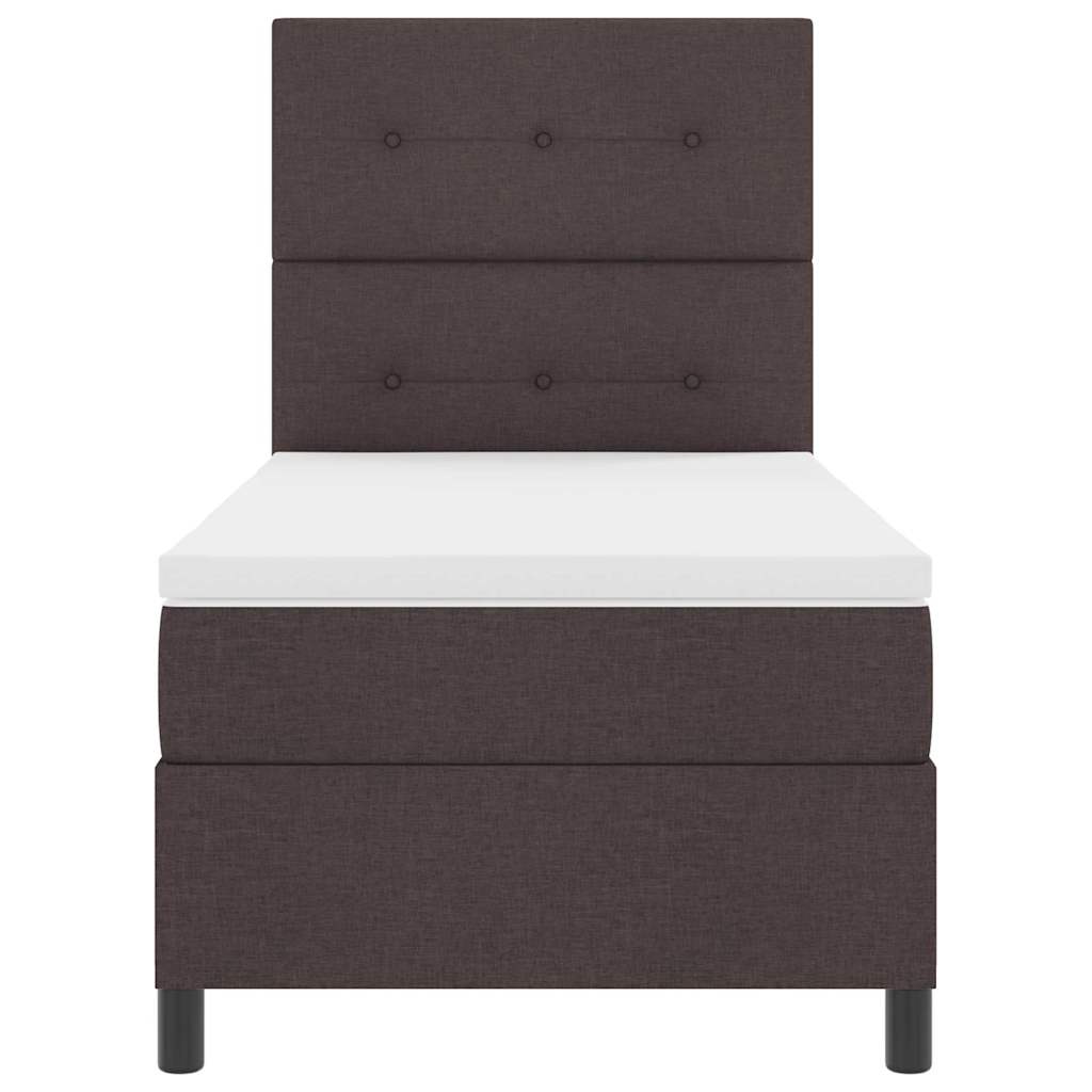 Box spring seng med LED-lysstrimler Mørkebrun 100 x 200 cm Stof
