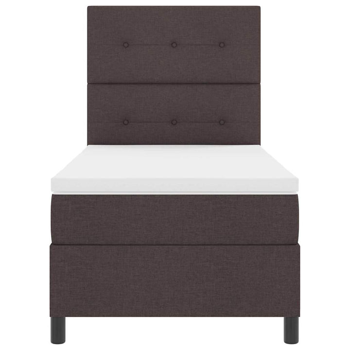 Box spring seng med LED-lysstrimler Mørkebrun 100 x 200 cm Stof