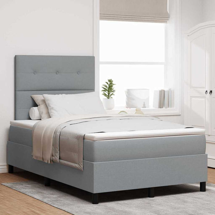 Box spring seng med LED-lysstrimler Lysegrå 120 x 190 cm Stof
