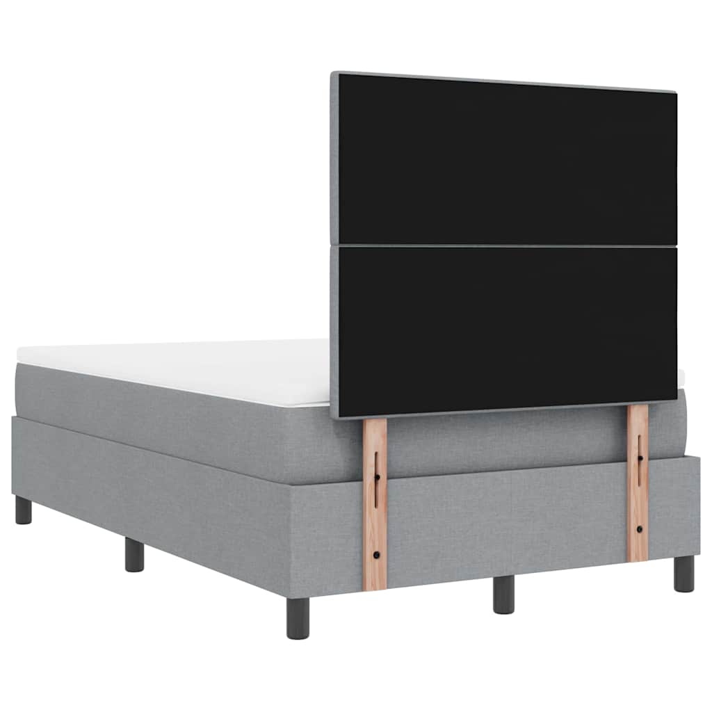 Box spring seng med LED-lysstrimler Lysegrå 120 x 190 cm Stof