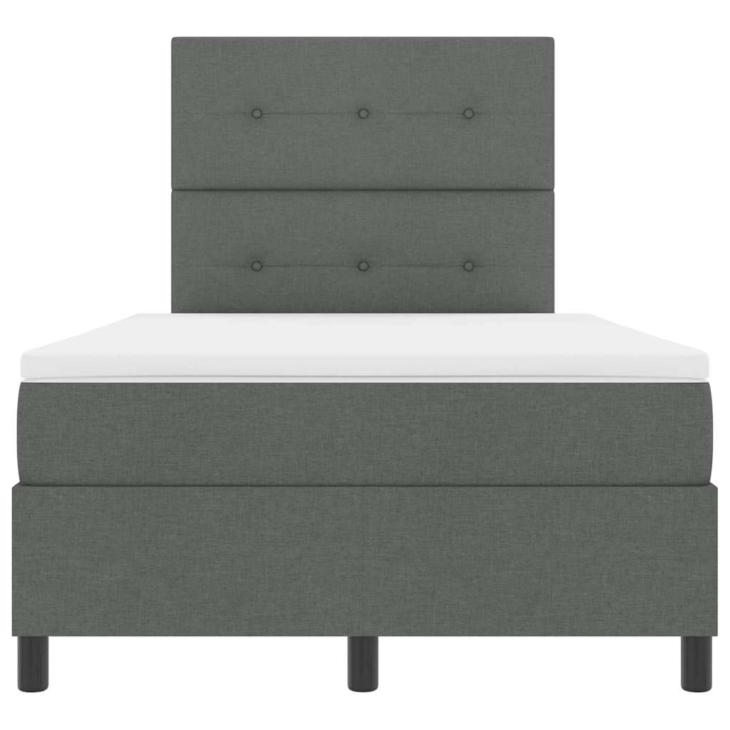 Box spring seng med LED-lysstrimler Mørkegrå 120 x 190 cm Stof