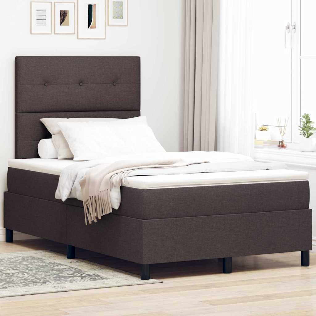 Box spring seng med LED-lysstrimler Mørkebrun 120 x 190 cm Stof