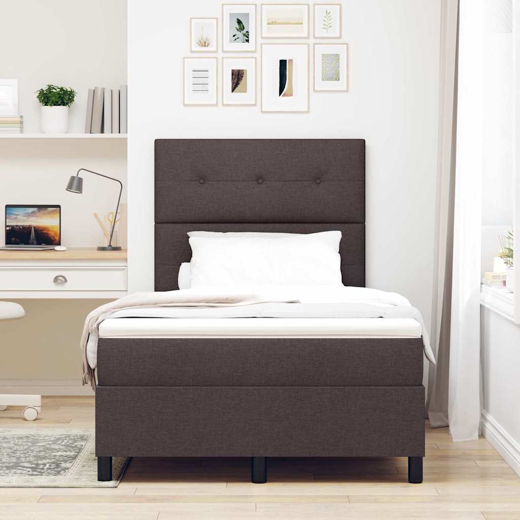 Box spring seng med LED-lysstrimler Mørkebrun 120 x 190 cm Stof