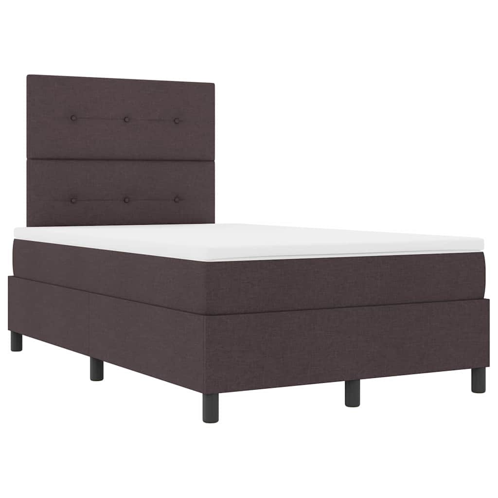 Box spring seng med LED-lysstrimler Mørkebrun 120 x 190 cm Stof