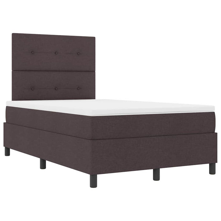 Box spring seng med LED-lysstrimler Mørkebrun 120 x 190 cm Stof