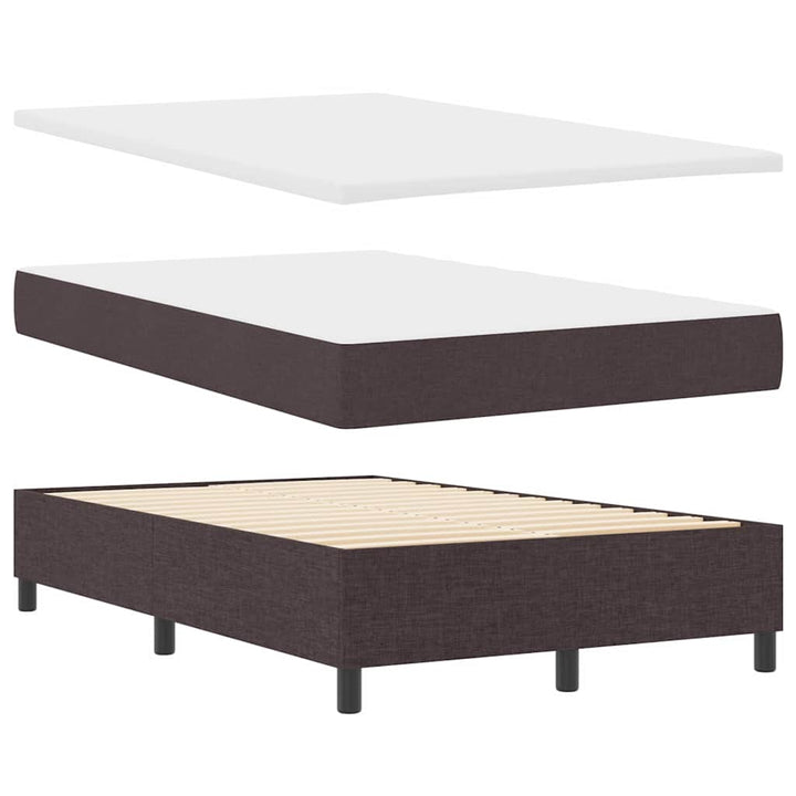 Box spring seng med LED-lysstrimler Mørkebrun 120 x 190 cm Stof