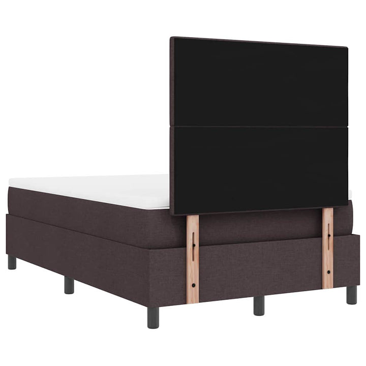 Box spring seng med LED-lysstrimler Mørkebrun 120 x 190 cm Stof
