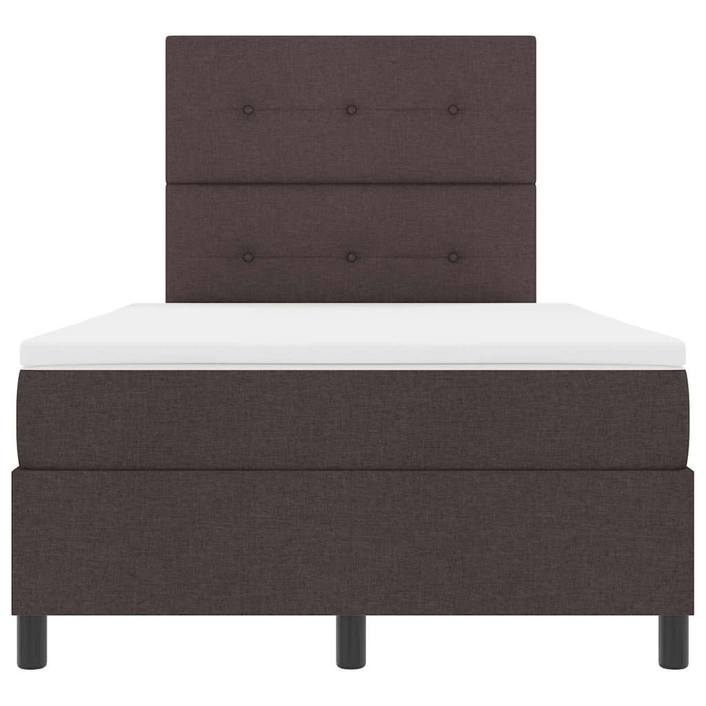 Box spring seng med LED-lysstrimler Mørkebrun 120 x 190 cm Stof