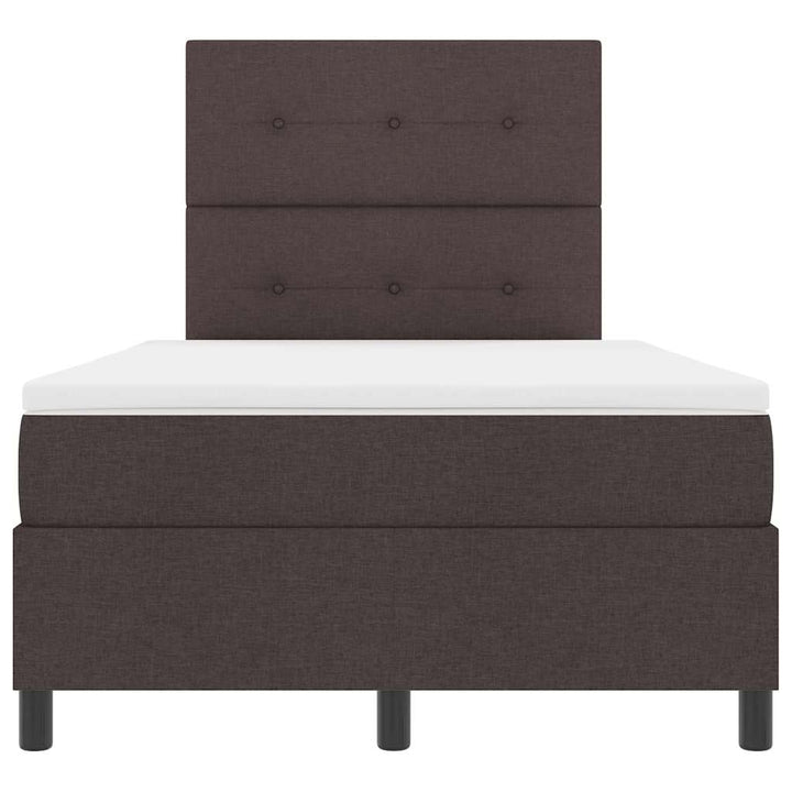 Box spring seng med LED-lysstrimler Mørkebrun 120 x 190 cm Stof