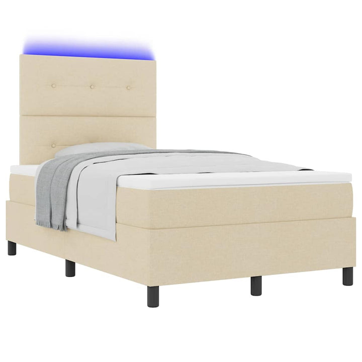 Box spring seng med madras med LED Creme 120 x 190 cm Stof