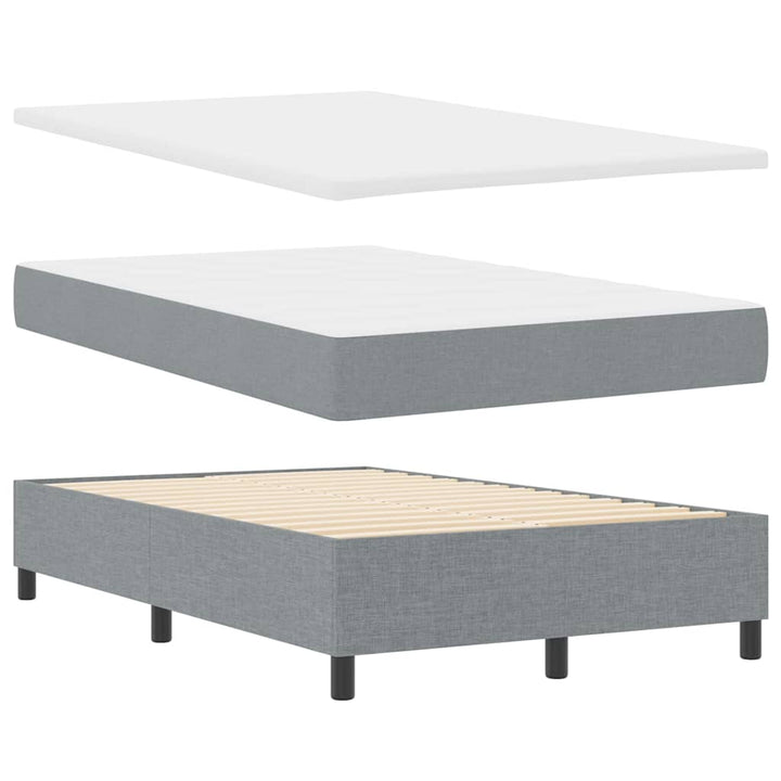 Box spring seng med LED-lysstrimler Lysegrå 120 x 200 cm Stof