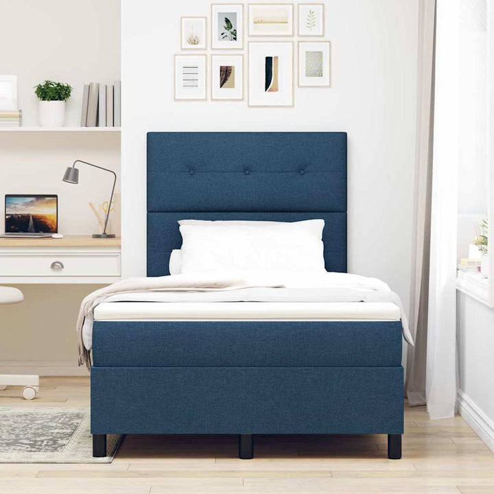 Box spring seng med madras med LED Blå 120 x 200 cm Stof