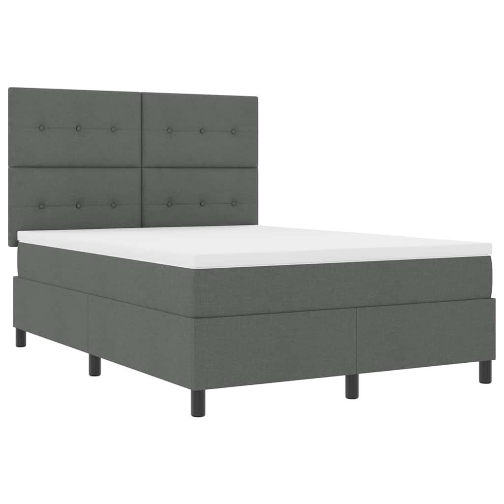 Box spring seng med madras med LED Mørkegrå 140 x 190 cm Stof