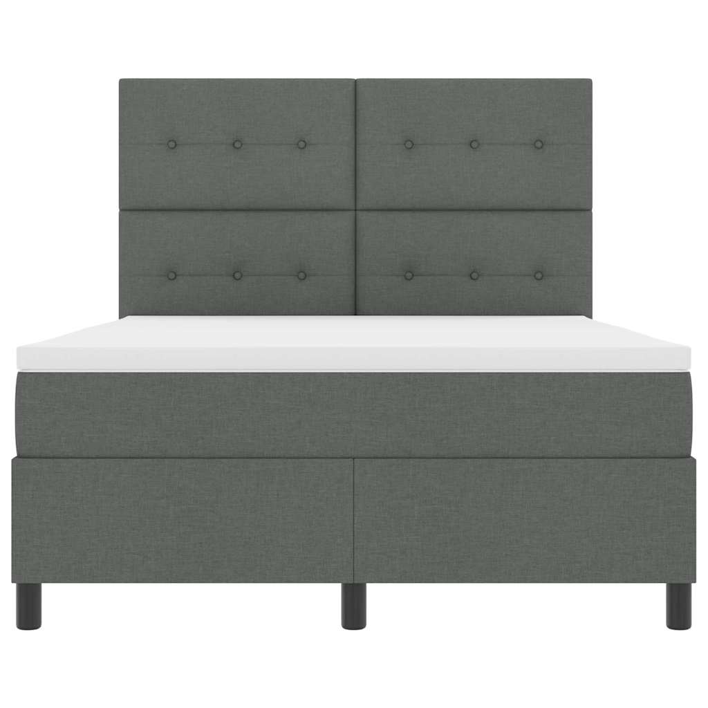 Box spring seng med madras med LED Mørkegrå 140 x 190 cm Stof