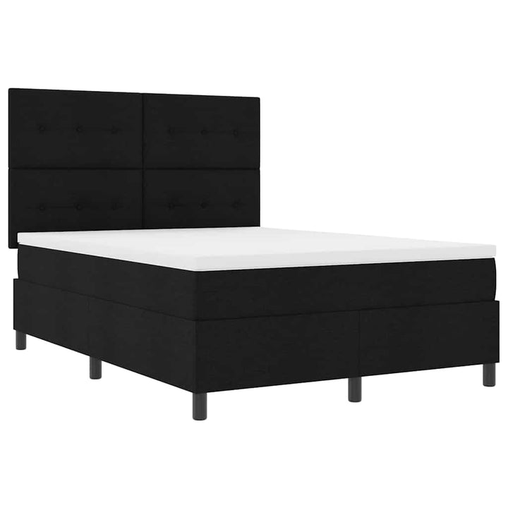 Box spring seng med madras med LED Sort 140 x 200 cm Stof