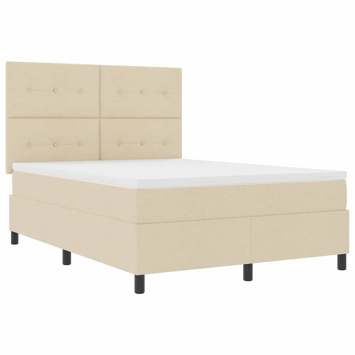 Box spring seng med madras med LED Creme 140 x 200 cm Stof