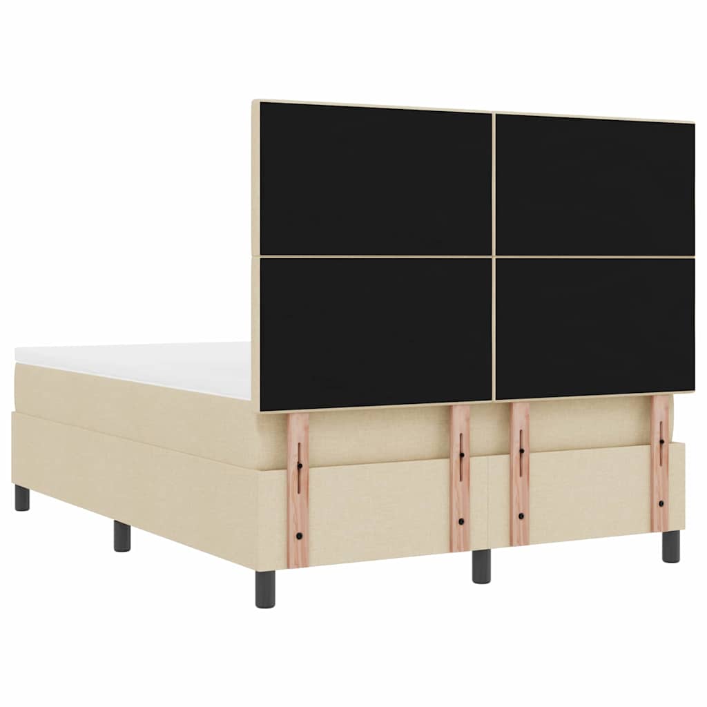Box spring seng med madras med LED Creme 140 x 200 cm Stof