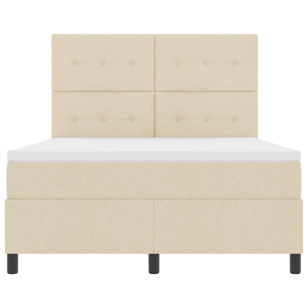 Box spring seng med madras med LED Creme 140 x 200 cm Stof