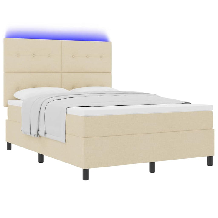 Box spring seng med madras med LED Creme 140 x 200 cm Stof
