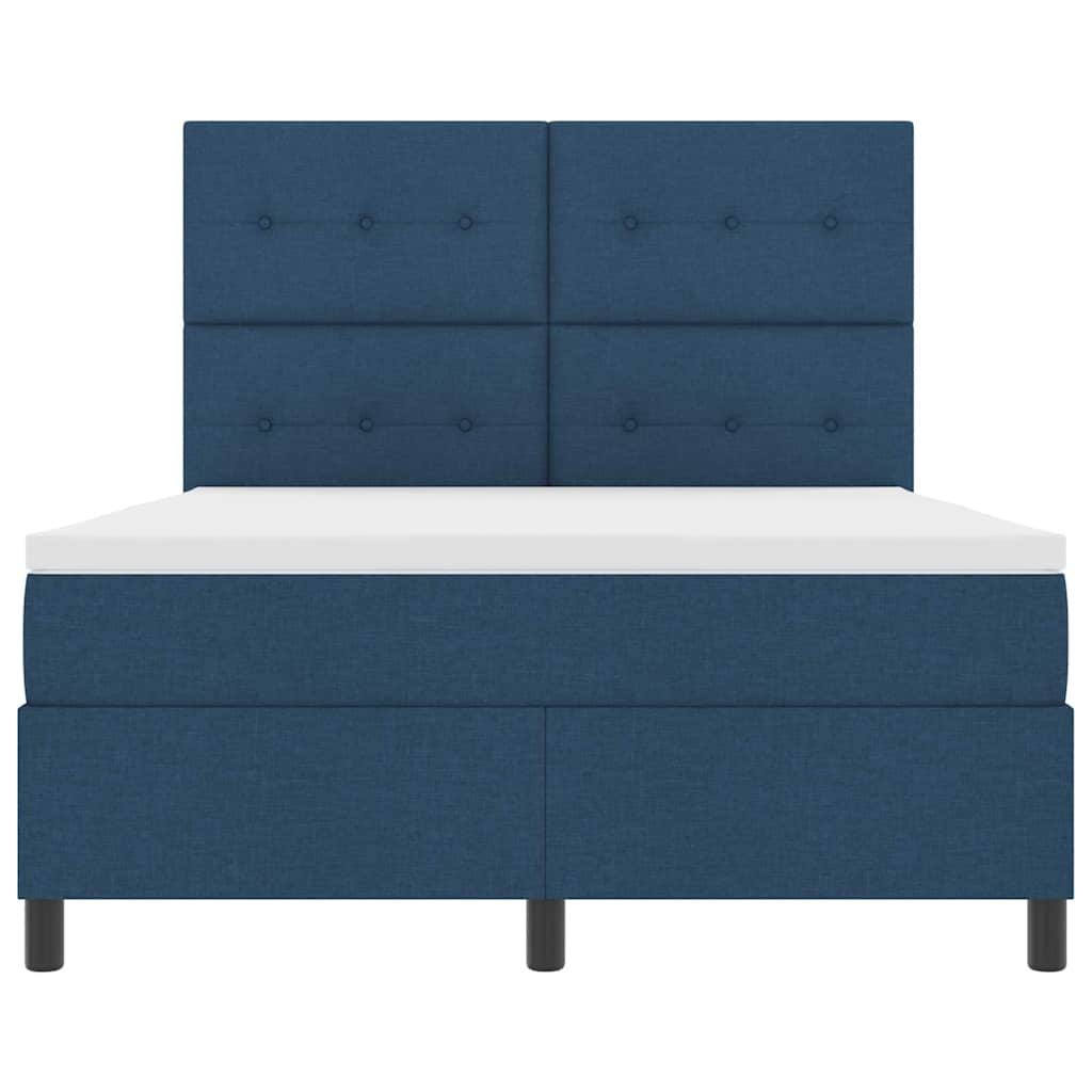 Box spring seng med madras med LED Blå 140 x 200 cm Stof
