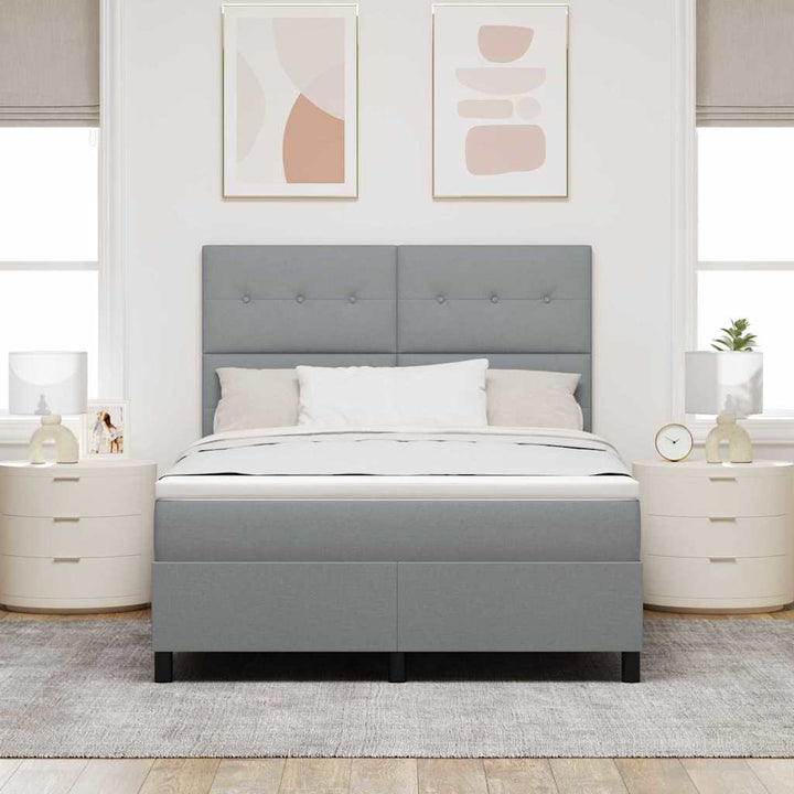 Box spring seng med madras med LED Lysegrå 160 x 200 cm Stof